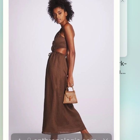 100% Linen Anthropologie NWT Faithfull Halter Cutout Linen MIDI Dress 6. - Picture 4 of 13